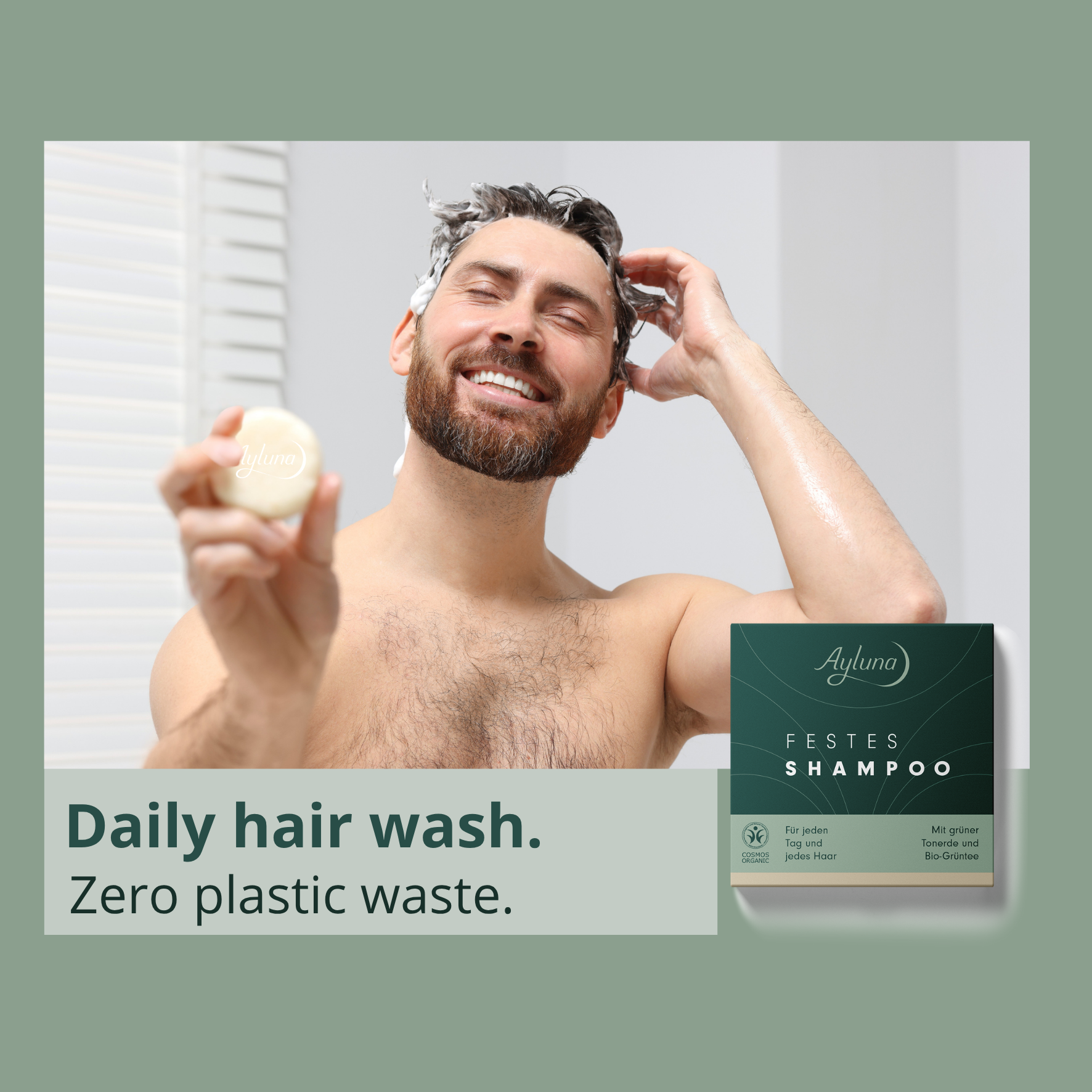 Gentle enough for daily hair washing and completely plastic-free – your solid shampoo for fresh hair and a cleaner planet.